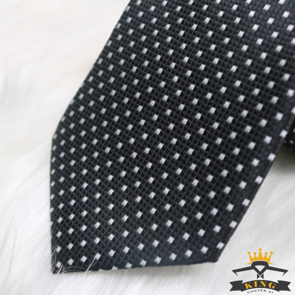 Cà vạt nam đen KING caravat nam chấm bi, cavat công sở, đơn giản thanh lịch C052
