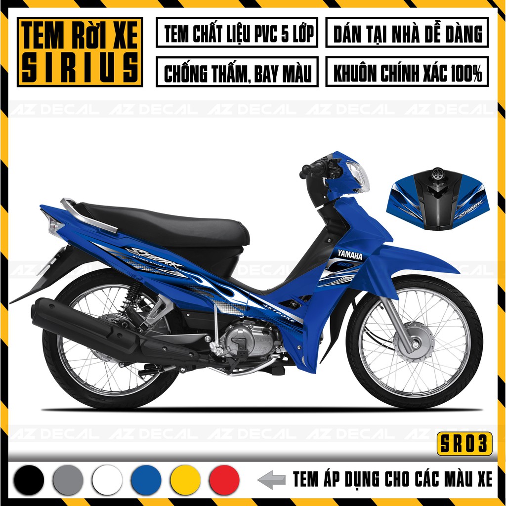 Tem Xe Sirius RC Vân Lửa Dán Xe Đỏ Đen Trắng Xanh | SR03 | Team Sirius Decal Rời Dễ Dán Sirus Xăng Cơ