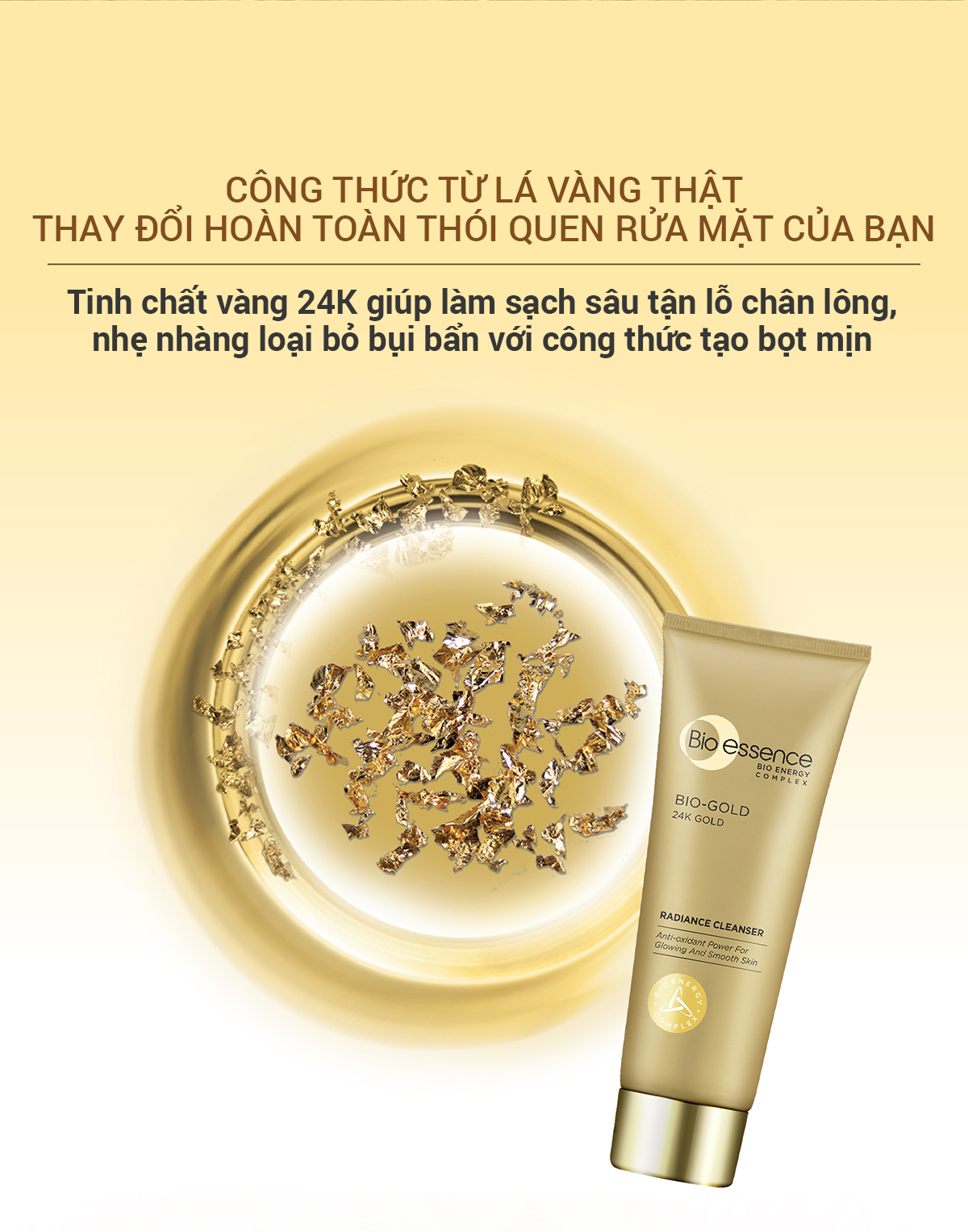 Sửa rữa mặt ngăn ngừa dấu hiệu lão hóa Bio Gold chiết xuất Vàng 24k 100ml