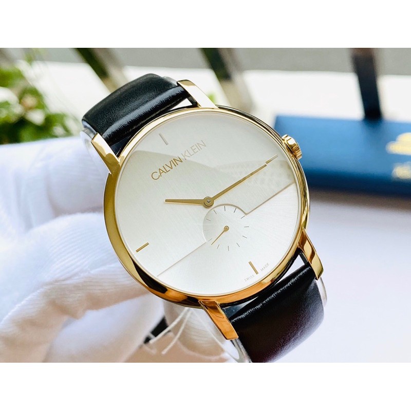 Đồng hồ nam dây da đen trơn Calvin Klein K9H2X5C6