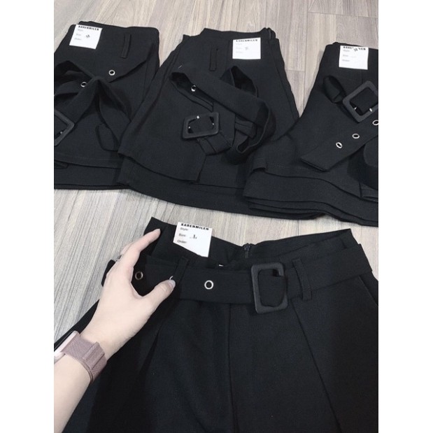 [XẢ HÀNG] QUẦN SHORT S32 KÈM BELT SIÊU ĐẸP CHẤT TUYẾT MƯA THỜI TRANG BANAMO FASHION QUẦN SHORT KÈM BELT ĐEN 632