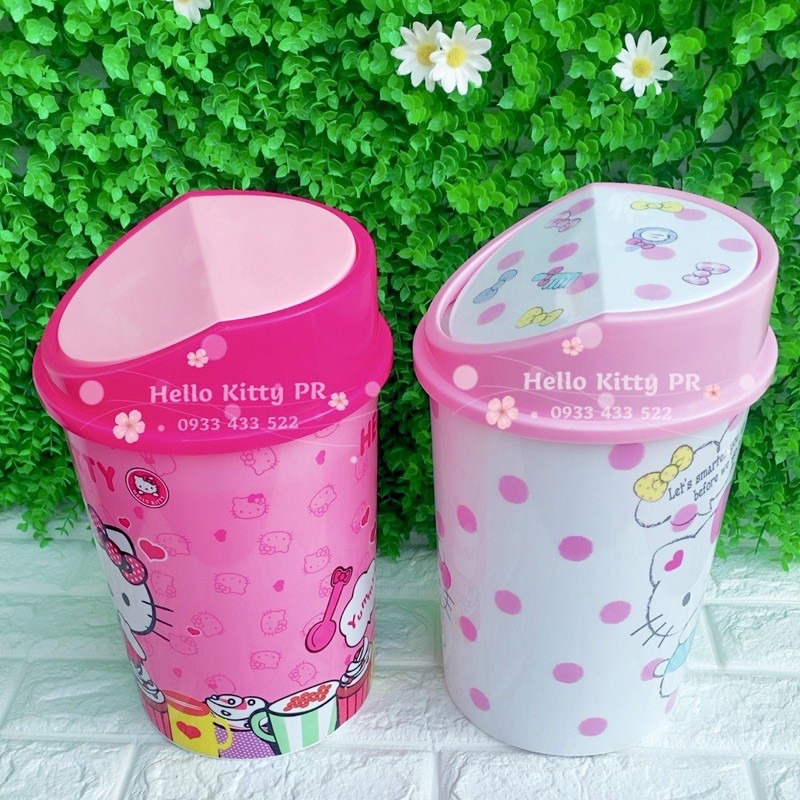 Thùng rác nắp lật Hello Kitty