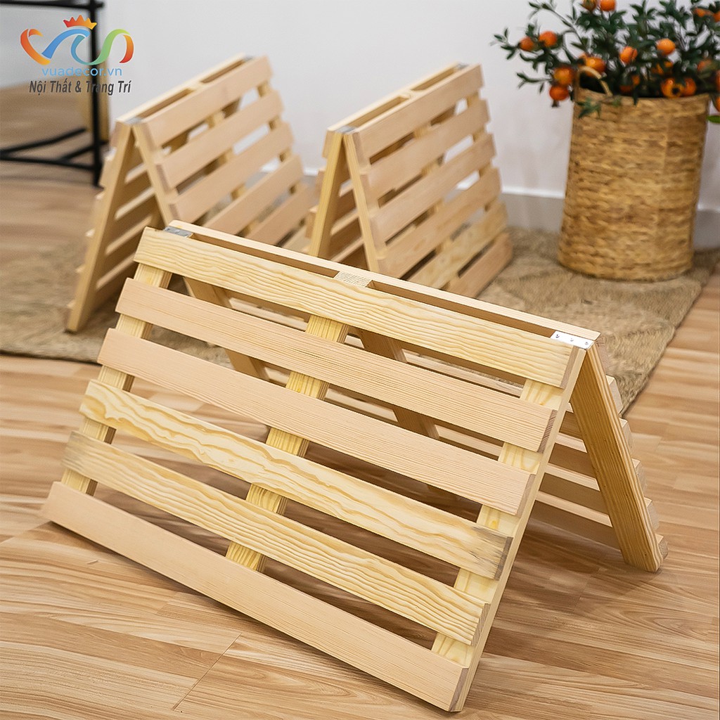 Giường ngủ Pallet VUADECOR lắp ghép thông minh gỗ thông tự nhiên