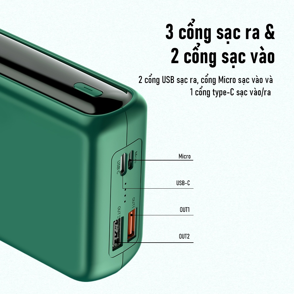 Pin Sạc Dự Phòng ROBOT RT31 30.000mAh Sạc Nhanh PD/QC 3.0 Công Suất 18W - 2 Input, 3 Output