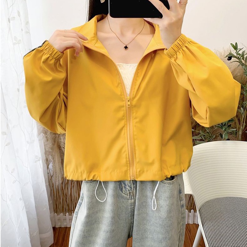 IELGY    Áo Khoác Thể Thao Dáng Ngắn Mỏng Thời Trang Cho Nữ
