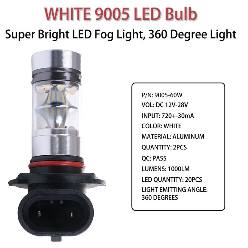 Bộ 2 bóng đèn phá sương 1000LM DRL H4 H7 H8 H11 9005 9006 dành cho xe hơi