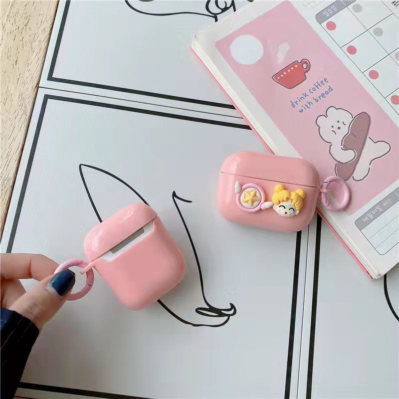 Vỏ bảo vệ hộp sạc tai nghe kèm móc kiểu dáng dễ thương thích hợp cho airrPods Pro 1&amp;2 3 Gen 2021