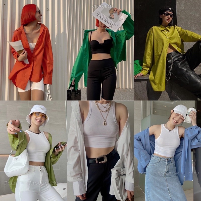 (Ảnh thật) Áo sơmi thô mềm 8 màu trơn oversize