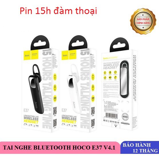 Tai nghe Bluetooth Cao Cấp Hoco E37 - Chính Hãng- Pin trâu 15 đàm thoại bảo hành 12 tháng