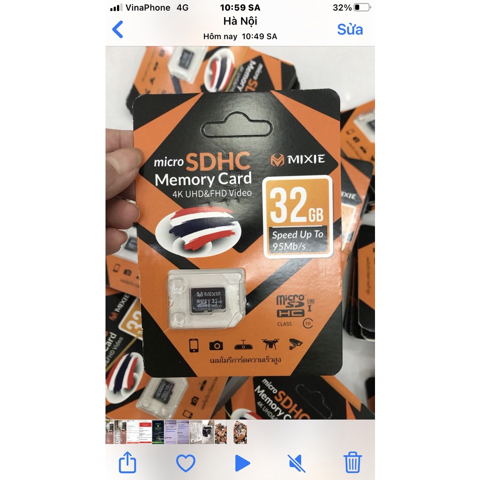 Thẻ nhớ Micro SD 32gb MIXIE bảo hành 3 năm dùng cho camera, máy ảnh.