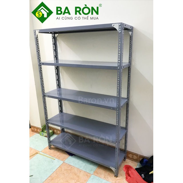 Kệ sắt v lỗ, rộng 30CM dài 1M, chiều cao 1m2 xám 3 tầng