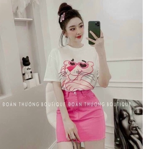 Set áo hổ PINK chân váy ngắn chữ a hồng sen set chân váy nữ BN253 0322