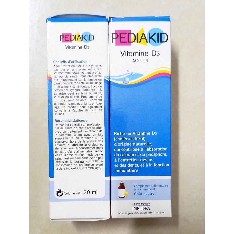 Bổ sung vitamin d cho bé Pediakid d3 400ui (Pháp).Giúp hấp thụ canxi cho trẻ nhỏ (Hàng chính hãng)
