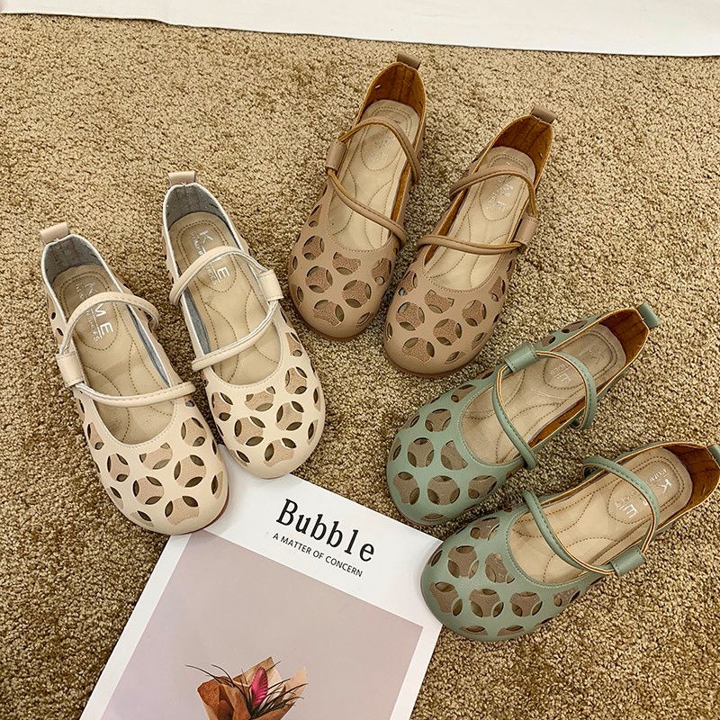 Giày Búp Bê Đế Mềm Đục Lỗ Thoáng Khí Thời Trang Mùa Hè 2022