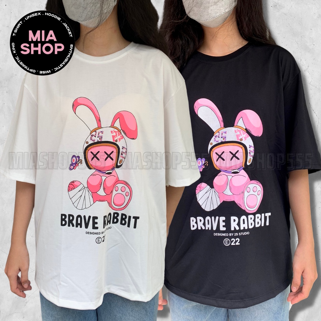 Áo thun tay lỡ MIA, Áo phông nữ form rộng dáng Unisex/Ulzzang mặc lẻ cặp nhóm hình BRAVE RABBIT