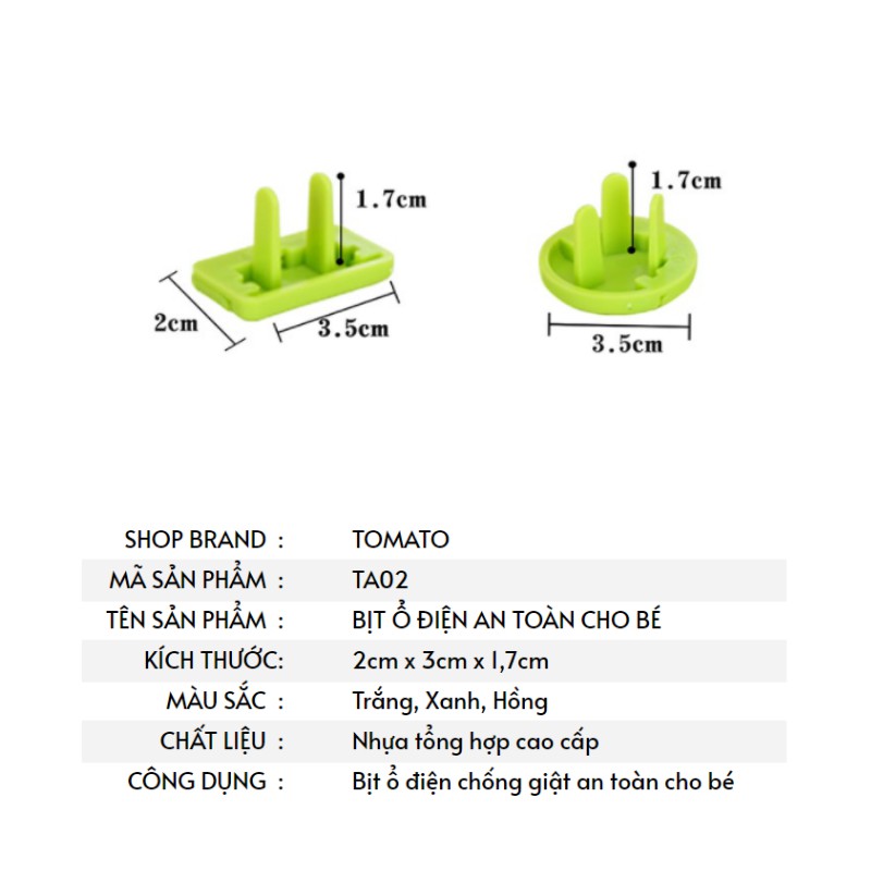 Nút bịt ổ điện 2 chân 3 chân chống giật an toàn cho bé TA02