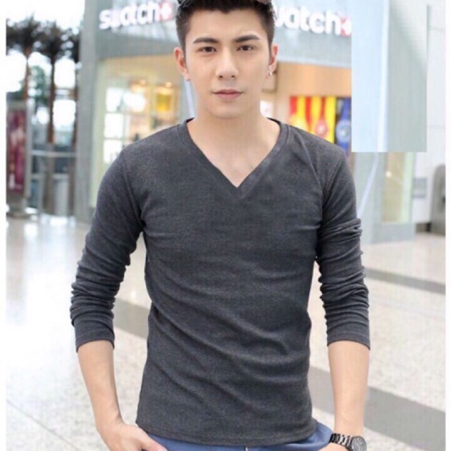 Áo thun nam cổ tim tay dài TT504 | BigBuy360 - bigbuy360.vn
