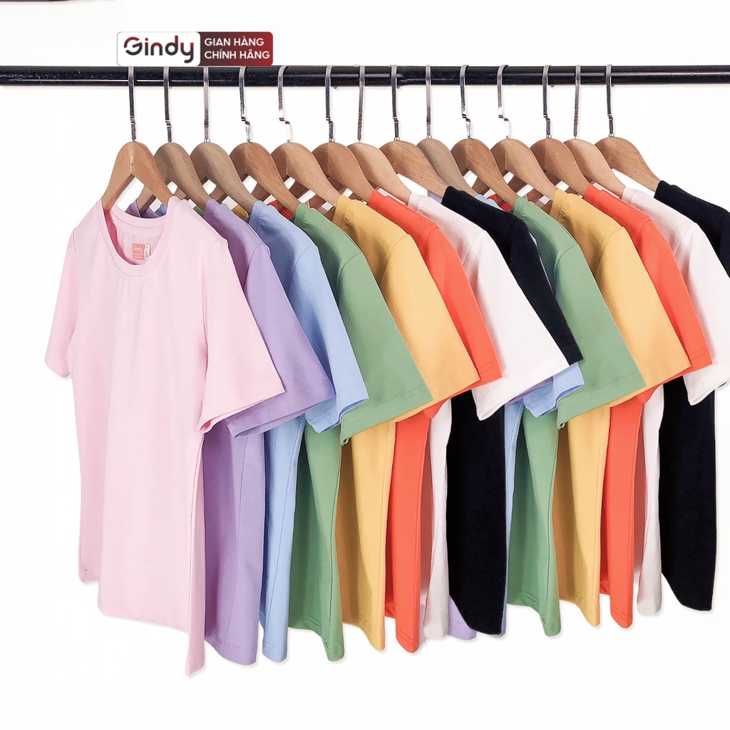 Áo phông cotton thun trơn nữ form vừa cổ tròn GINDY tay ngắn 4 chiều form vừa thoáng mát dễ phối đồ Hàn Quốc A005 | BigBuy360 - bigbuy360.vn