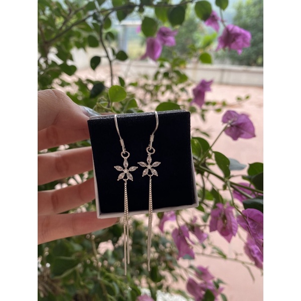 MOON SILVER - KHUYÊN BẠC NỮ HÌNH HOA CÓ DÂY DÀI , NỮ TÍNH