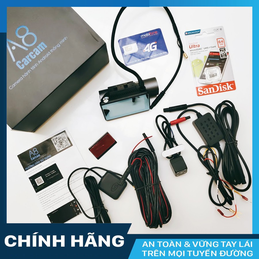 Camera hành trình A8 CARCACM định vị xe ô tô từ xa + thẻ nhớ 64GB kèm sim 4G | BigBuy360 - bigbuy360.vn