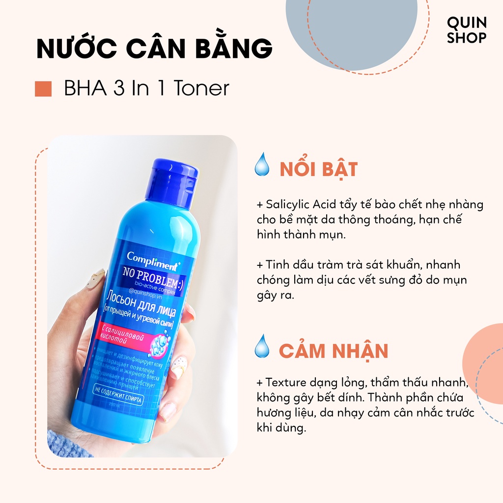 Nước Cân Bằng Giảm Mụn, Kiềm Dầu Compliment No Problem Toner