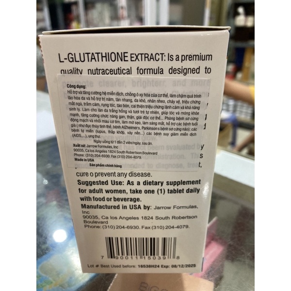 L-Glutathione Extract 1600mg hỗ trợ sáng da