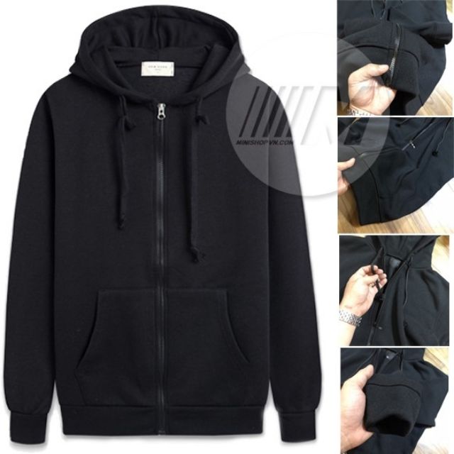 ÁO KHOÁC DÂY KÉO NỈ TRƠN UNISEX