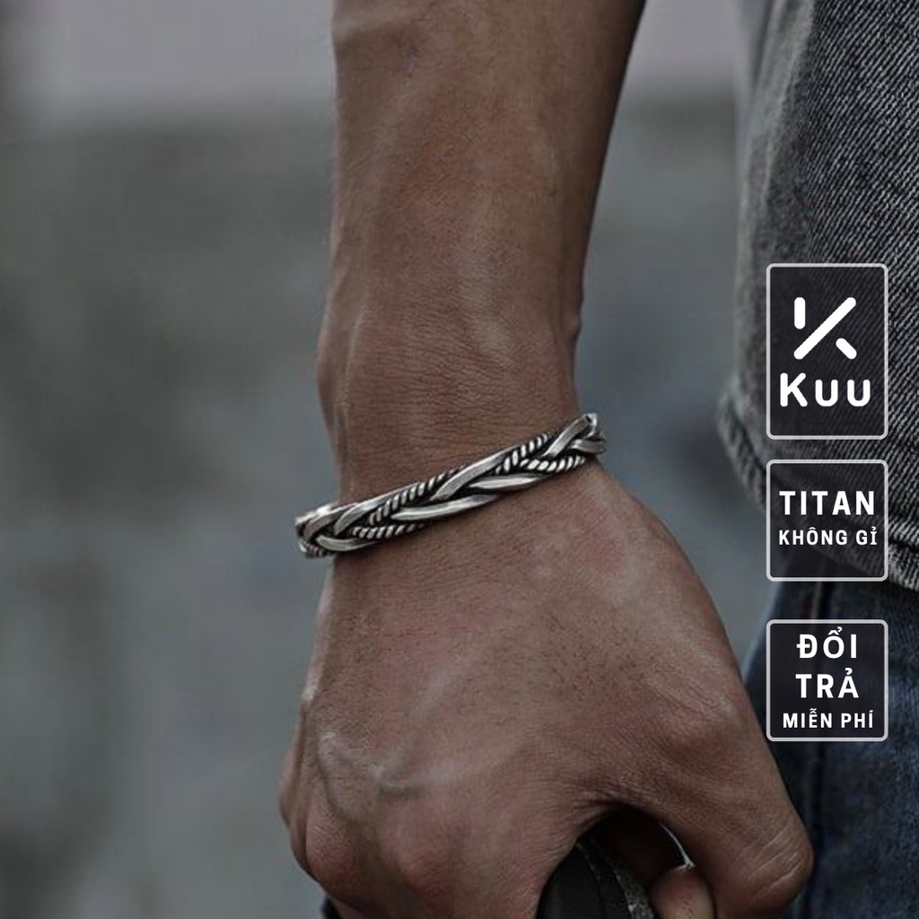 Vòng Tay Nam Lắc Tay Unisex Thời Trang Nam Nữ Kuu Studio Đẹp Chất Liệu Titan Cao Cấp - Vòng Đeo Tay Weave