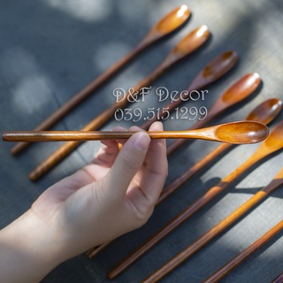 Muỗng Gỗ Khuấy Sinh Tố, Cocktail, Nước Cam, Nước Chanh... Thân Thiện Môi Trường, Dài 21cm