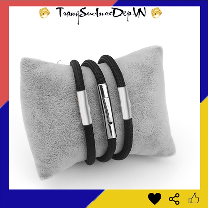 Dây chuyền dù thái màu đen loại to 6ly bọc khoen (6 khoen) khóa gài cao cấp bằng inox sáng đẹp, không đen, hợp thời trag