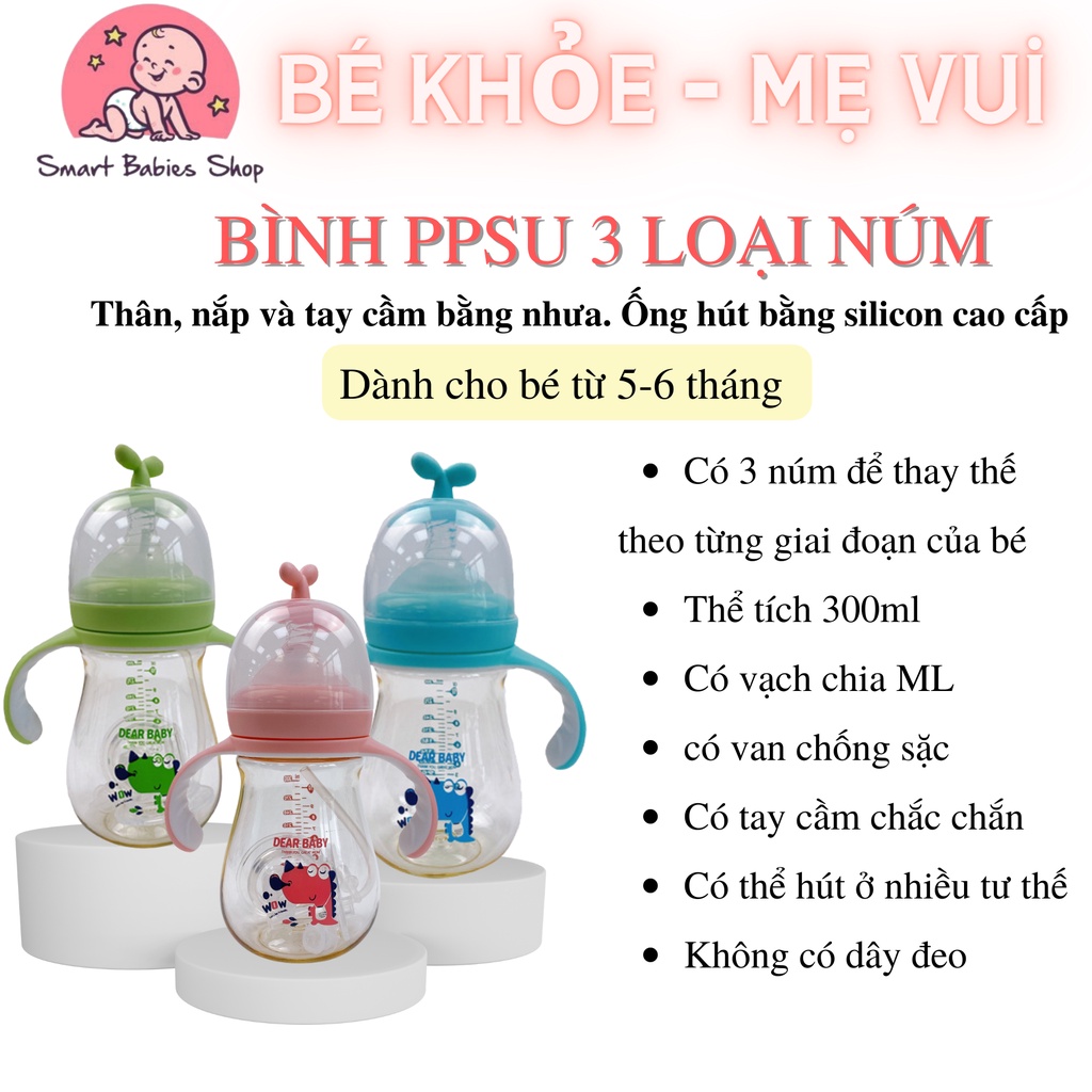 Bình tập uống nước chất liệu PPSU 3 trong 1 cho bé, 3 vòi thay thế