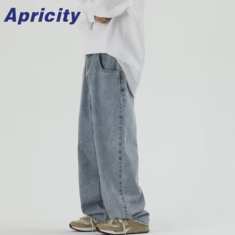 Aprilicity Quần Jean Ống Rộng Dáng Suông Màu Vàng Nhuộm retro Đường Phố Mùa Thu Cao Cấp Cho Nam