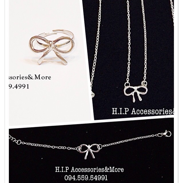 Set dây chuyền+vòng tay+lắc chân+nhẫn nơ mảnh ( có bán lẻ )