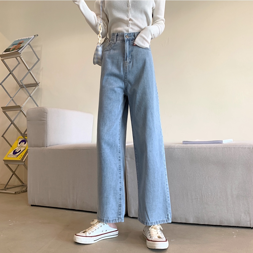 SUXI Quần jean lưng cao phong cách thời trang Hàn dành cho phái đẹp