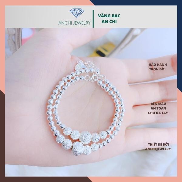 Lắc tay bi bạc cho mẹ và bé, chuẩn bạc ta sáng đẹp không đen xỉn, Anchi Jewelry