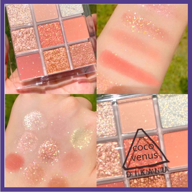 Bảng Phấn Mắt 9 Màu Sắc Hiệu Ứng Lì / Ánh Nhũ Thời Trang Dikalu Coco Venus Claura Beauty