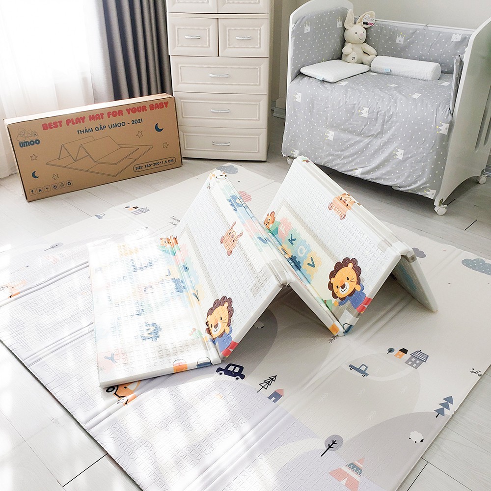 Thảm xốp cho bé Umoo - Gấp gọn, thảm lót cho bé chơi, NUBIE không mùi