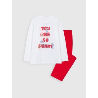 Bộ mặc nhà cotton dài tay bé gái Canifa