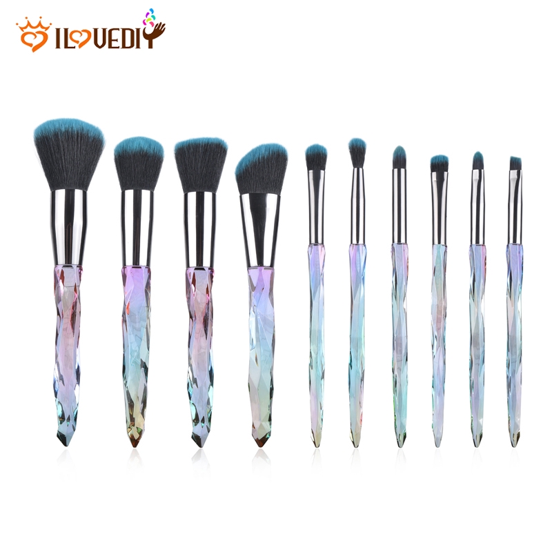 10 Pcs New Fashion Diamond Makeup Brushes Set,Professional Foundation Eyeshadow Concealer Tool Kit