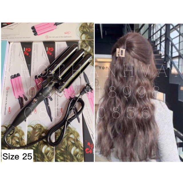 Máy Uốn Tóc Sóng 3 trục Hair Curler ichibai Vàng,hồng,đen ( size 22-25-28-32mm )