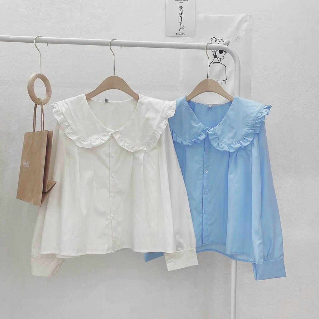 [Mã FAMAYWA giảm 10K đơn 50K] Áo sơ mi nữ bánh bèo tay dài tiểu thư