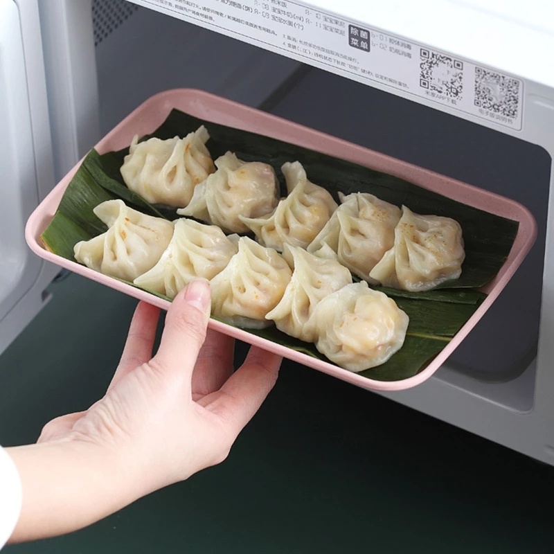 [Top Selection] Đĩa Đựng Thức Ăn / Sushi Trái Cây Hình Chữ Nhật Bằng Lúa Mạch Tinh Tế Nhiều Màu Sắc Cho