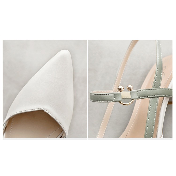 Giày cao gót phong cách Hàn Quốc gót thô 4cm màu trơn