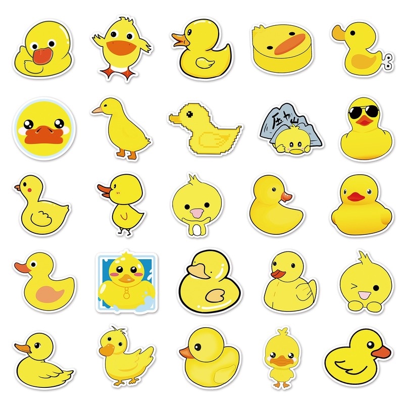 Z & M❀ Miếng Dán Vịt Hoạt Hình ❀ Bộ 50 Sticker Chống Thấm Nước Hình Con Vịt Ngộ Nghĩnh