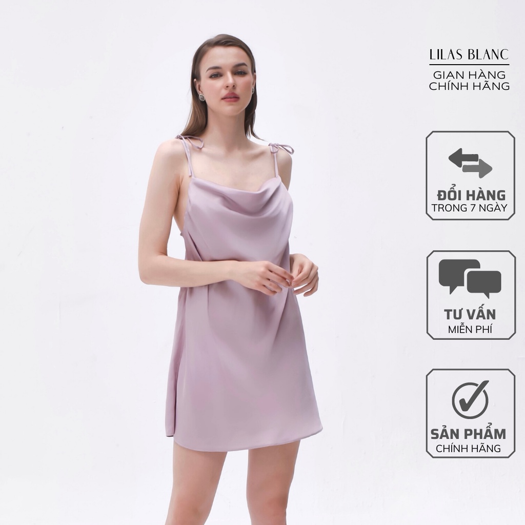 Váy Ngủ Hai Dây Nữ Mặc Nhà Chất Liệu Lụa Nhiều Màu Kiểu Dáng Cổ Đổ Vienna Dress LILAS BLANC
