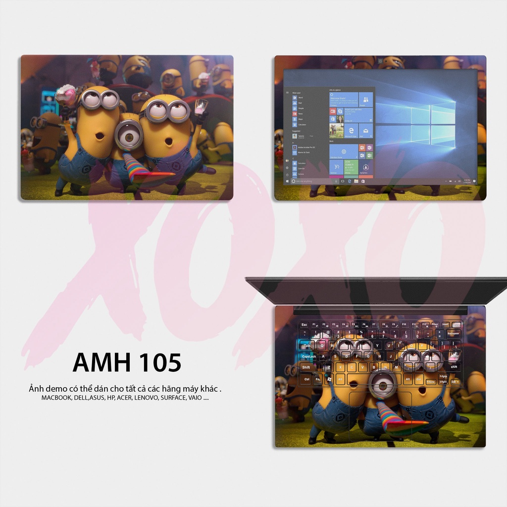 Miếng Dán Skin Laptop Mẫu Minion  - Decal Dán có cho Dell, Hp, Asus, Lenovo, Acer, MSI, Surface,Vaio, Macbook
