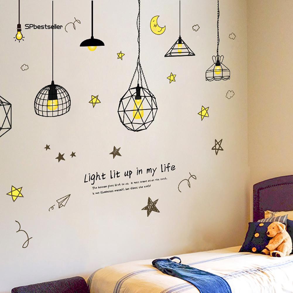 Giấy dán tường trang trí phòng hình trăng sao phong cách hiện đại