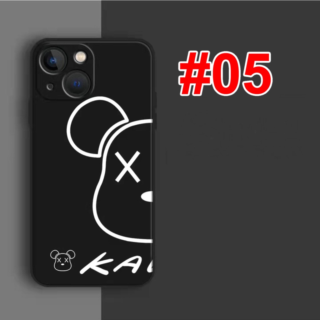OPPO A76 A74 A54 A95 A16 A15 A15S A53 A33 A73 A52 A72 A92 2020 A91 A93 A94 F15 A31 Reno 3 7z 7 6 5 5f 4f Reno7 reno5 reno4 Z F reno5f reno4f 4G 5G Cartoon Cute Kaws half face Line Bear Couple Black White Silicon Soft Phone Case Full Back Cover MDD 05