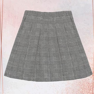 Chân váy xếp li kẻ xám tingoan FANCY SKIRT