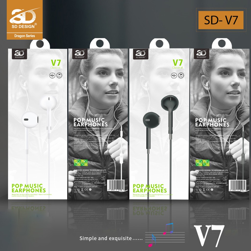 [Chính Hãng] Tai Nghe Dây Nhét Tai V7 tương thích các dòng điện thoại jack 3.5mm, có mic - BH 1 đổi 1 - Sang Store Audio